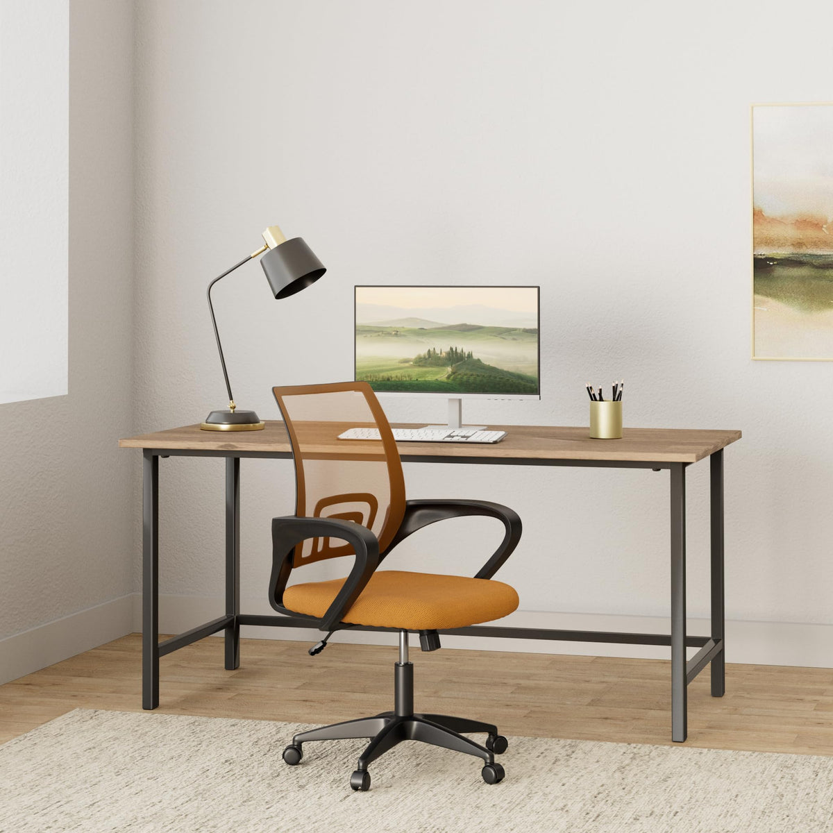 Orange Ergonomic Mid Back Mesh Office Chair P501