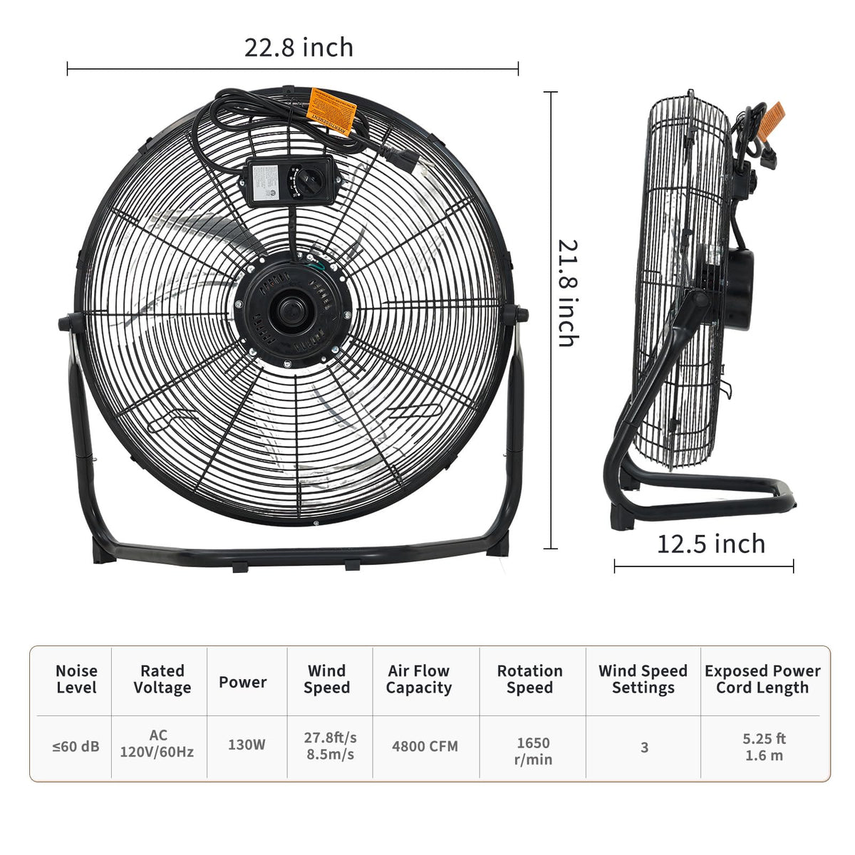20 Inch 3 Speeds High Velocity Industrial Fan K450758