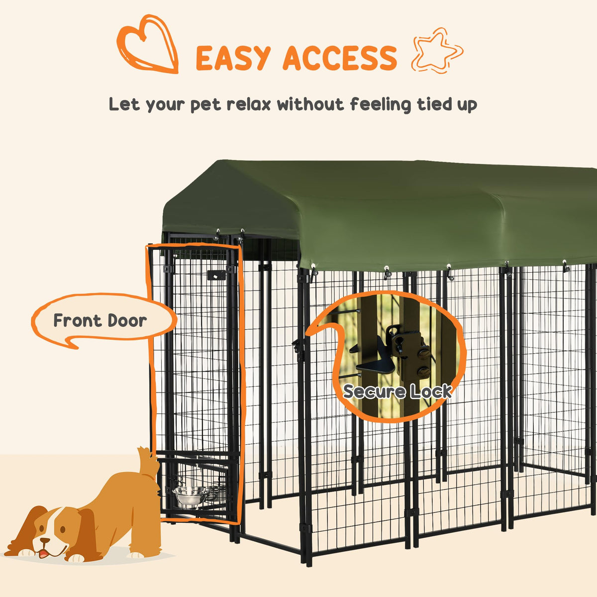 8' x 4' x 6' Outdoor Dog Kennel with Rotating Bowls Q793624