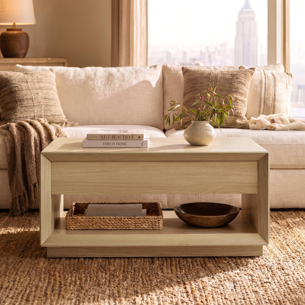 35" Lift Top Wood Coffee Table with Storage Z39311