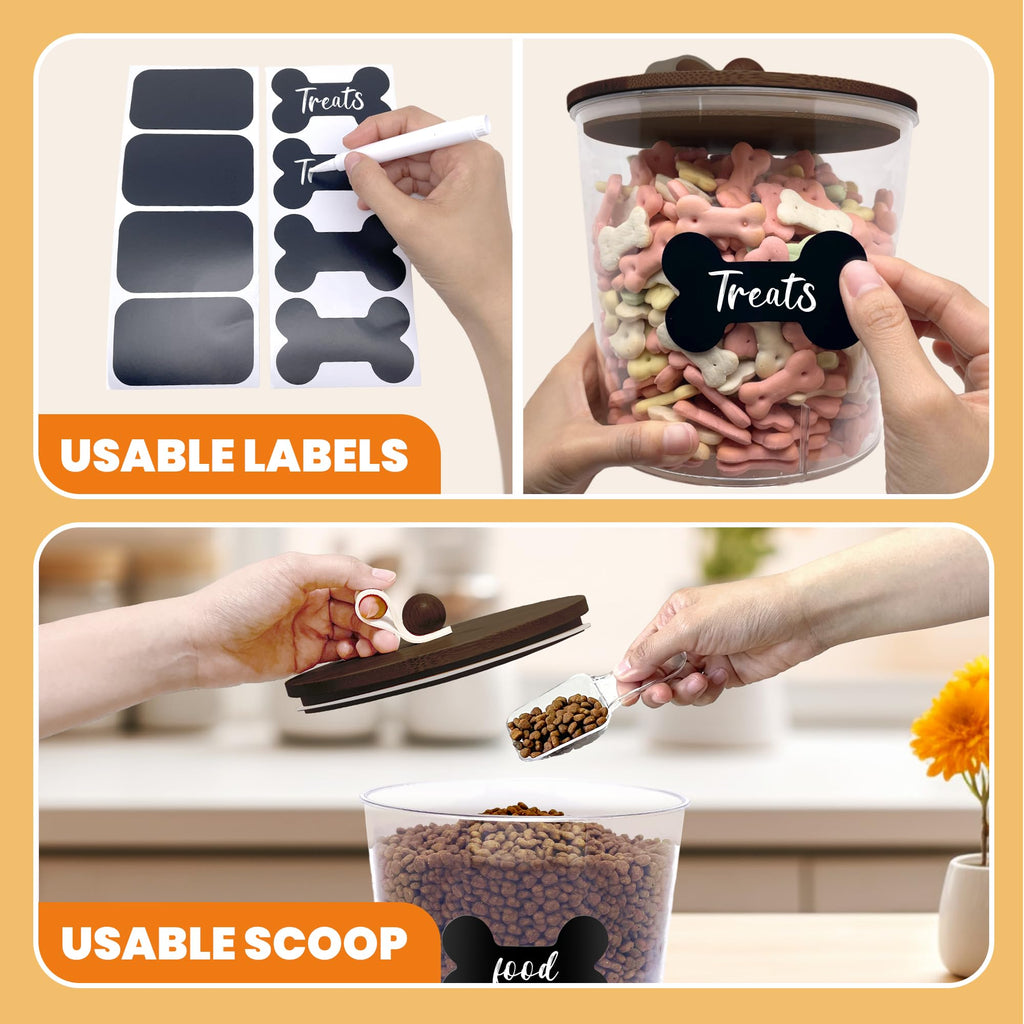 3 Pack Airtight Dog Treat Containers with Bamboo Lids P1239