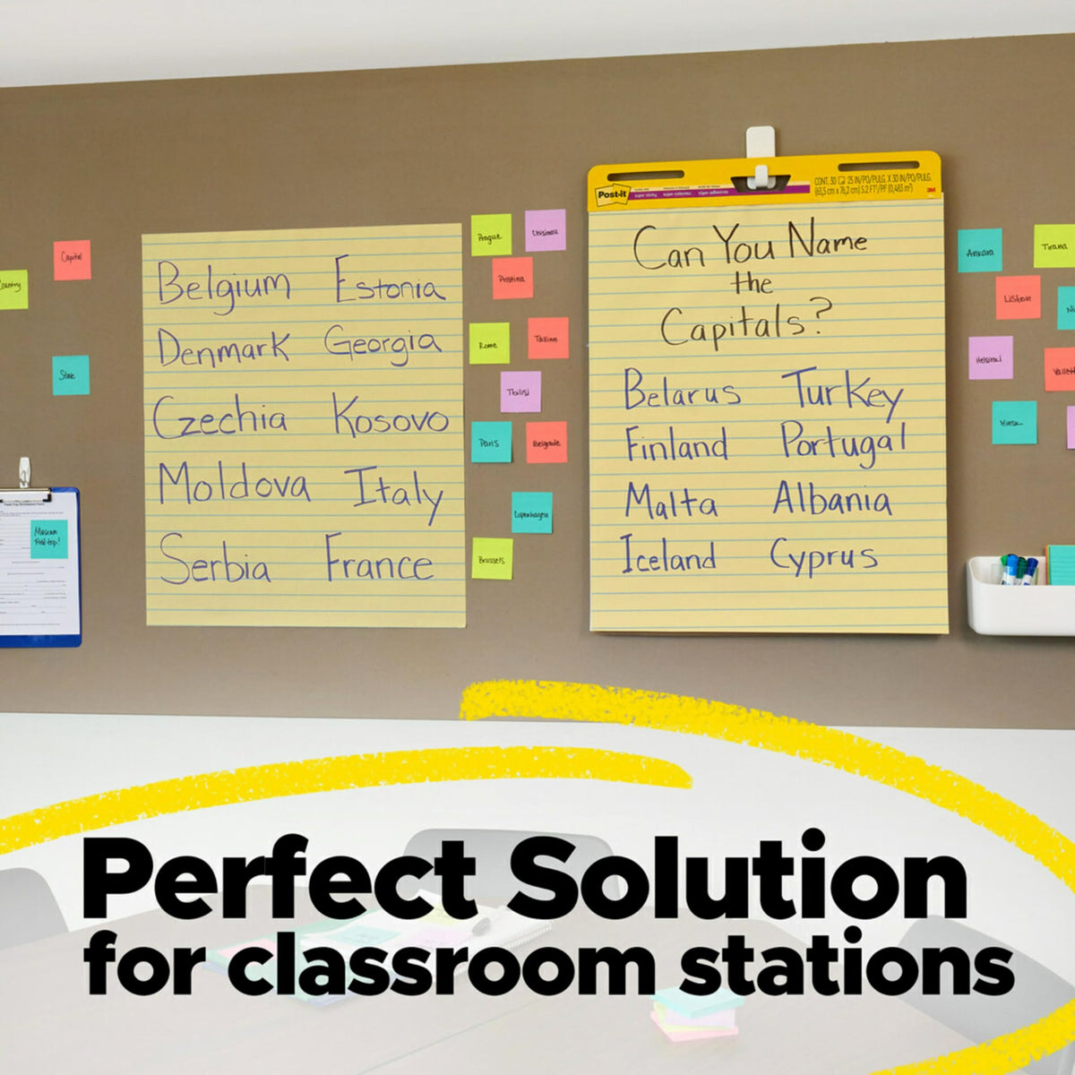 Yellow Lined Self Stick Flip Chart Paper K806