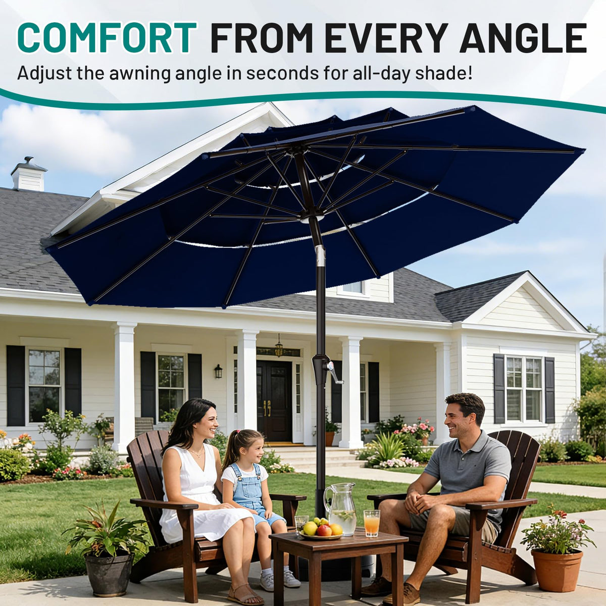9ft 3-Tier UV Protection Windproof Patio Umbrella A766213