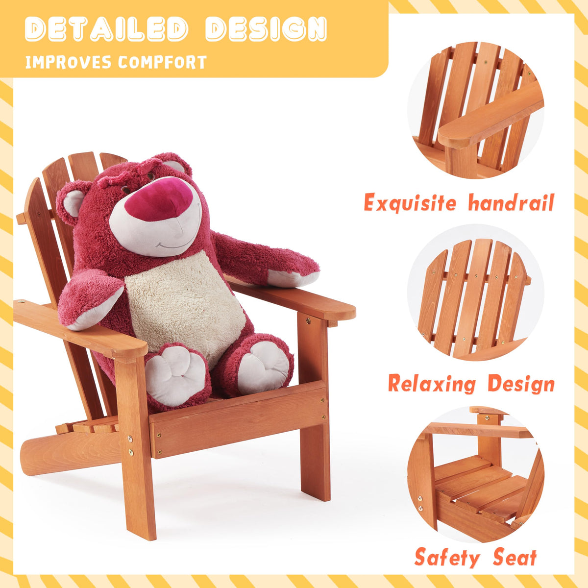 Kids Outdoor Wooden Adirondack Chair E73569