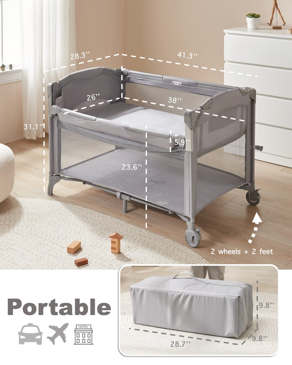 4 in 1 Baby Bassinet Bedside Sleeper S296531