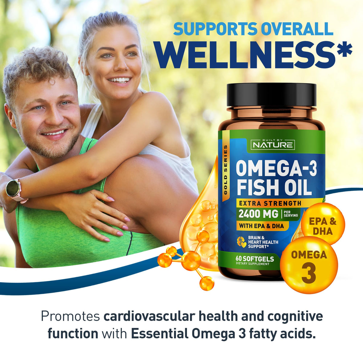 Omega 3 Fish Oil Soft Gels 2400 mg 60 Softgels O382