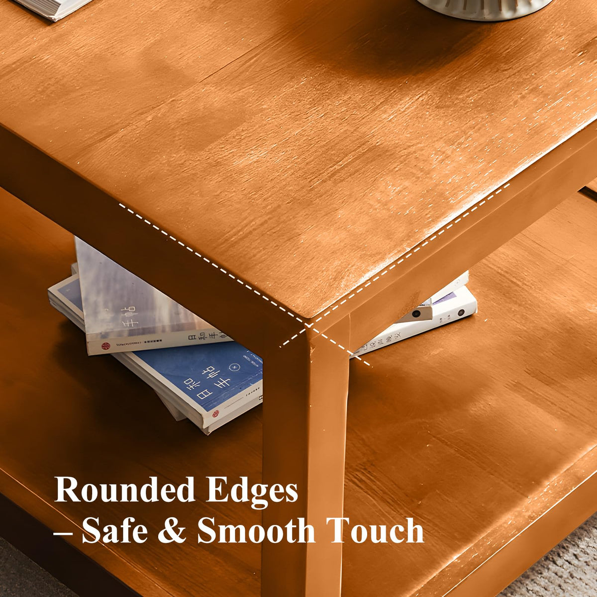 Solid Wood Square Side Table with Storage Shelf I6133
