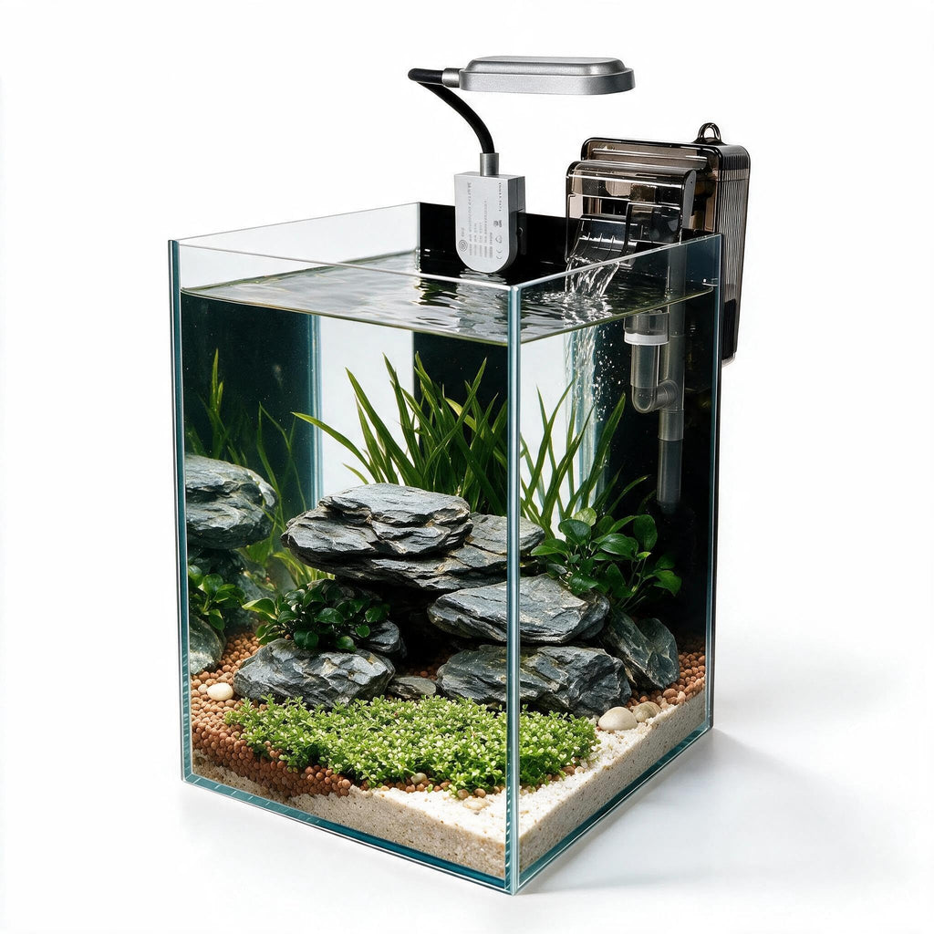 1.5 Gallon Glass Aquarium Starter Kit with Filter and LED Light O825381