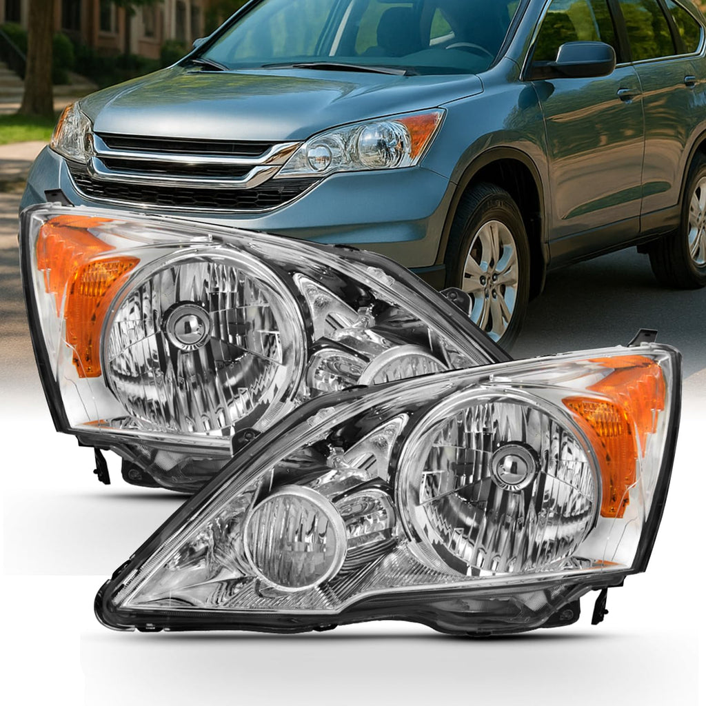 2007-11 Honda CR-V Headlight Assembly Chrome Housing Clear Lens Full Set N948090