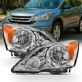 2007-11 Honda CR-V Headlight Assembly Chrome Housing Clear Lens Full Set N948090