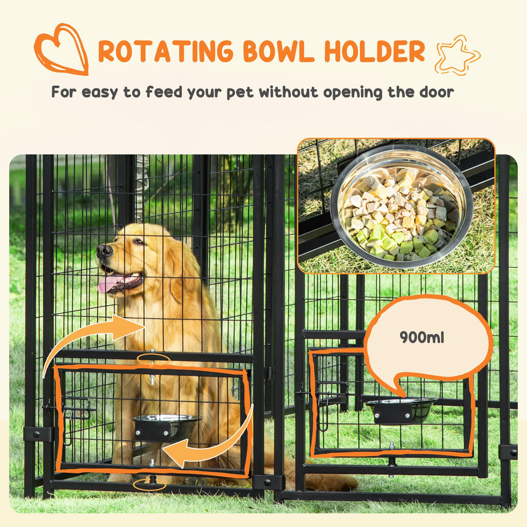 8' x 4' x 6' Outdoor Dog Kennel with Rotating Bowls Q793624