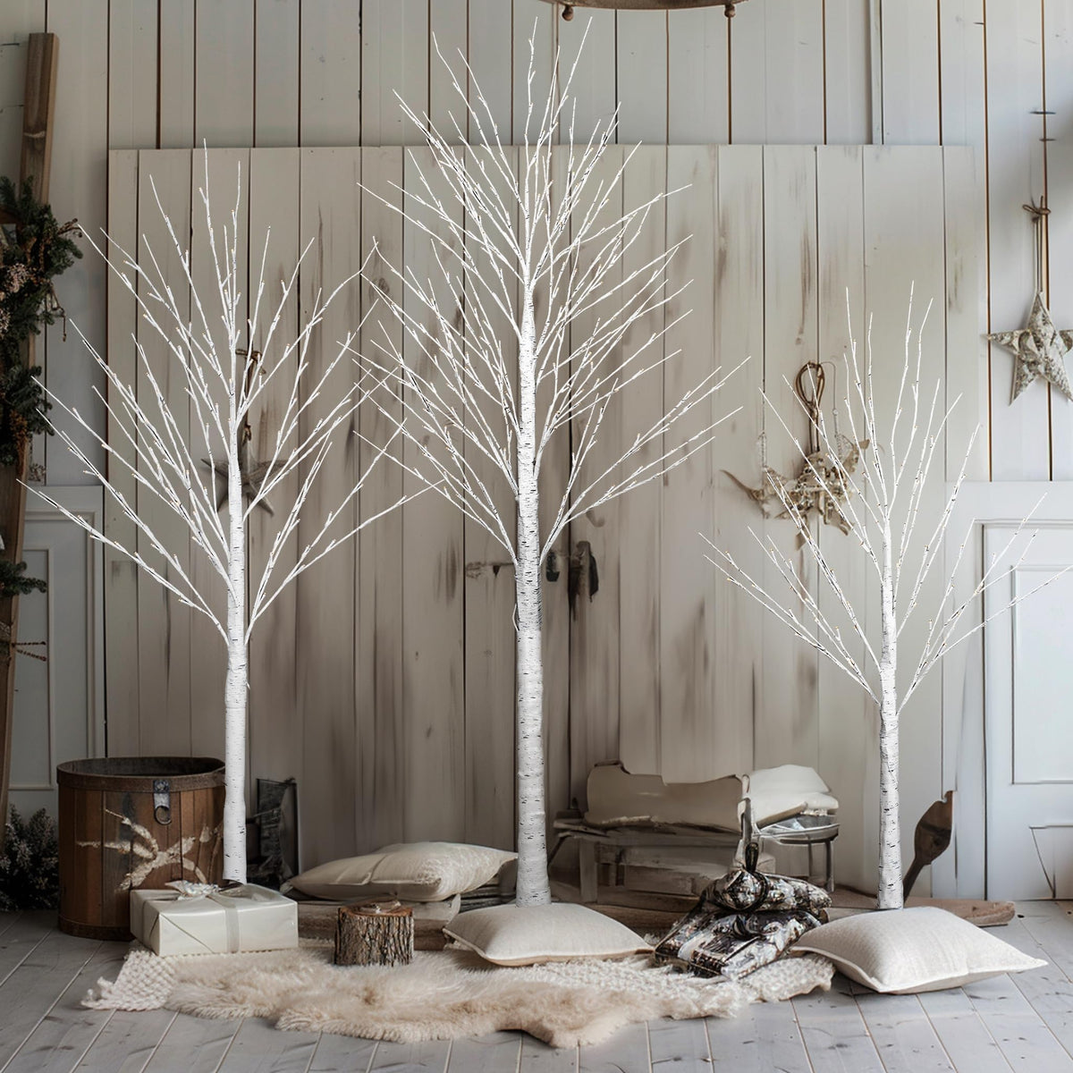 Light up Birch Tree 3 Pack Pre lit Christmas Tree F675640