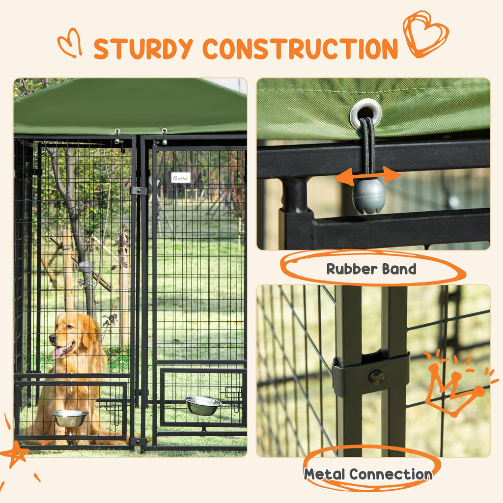 8' x 4' x 6' Outdoor Dog Kennel with Rotating Bowls Q793624