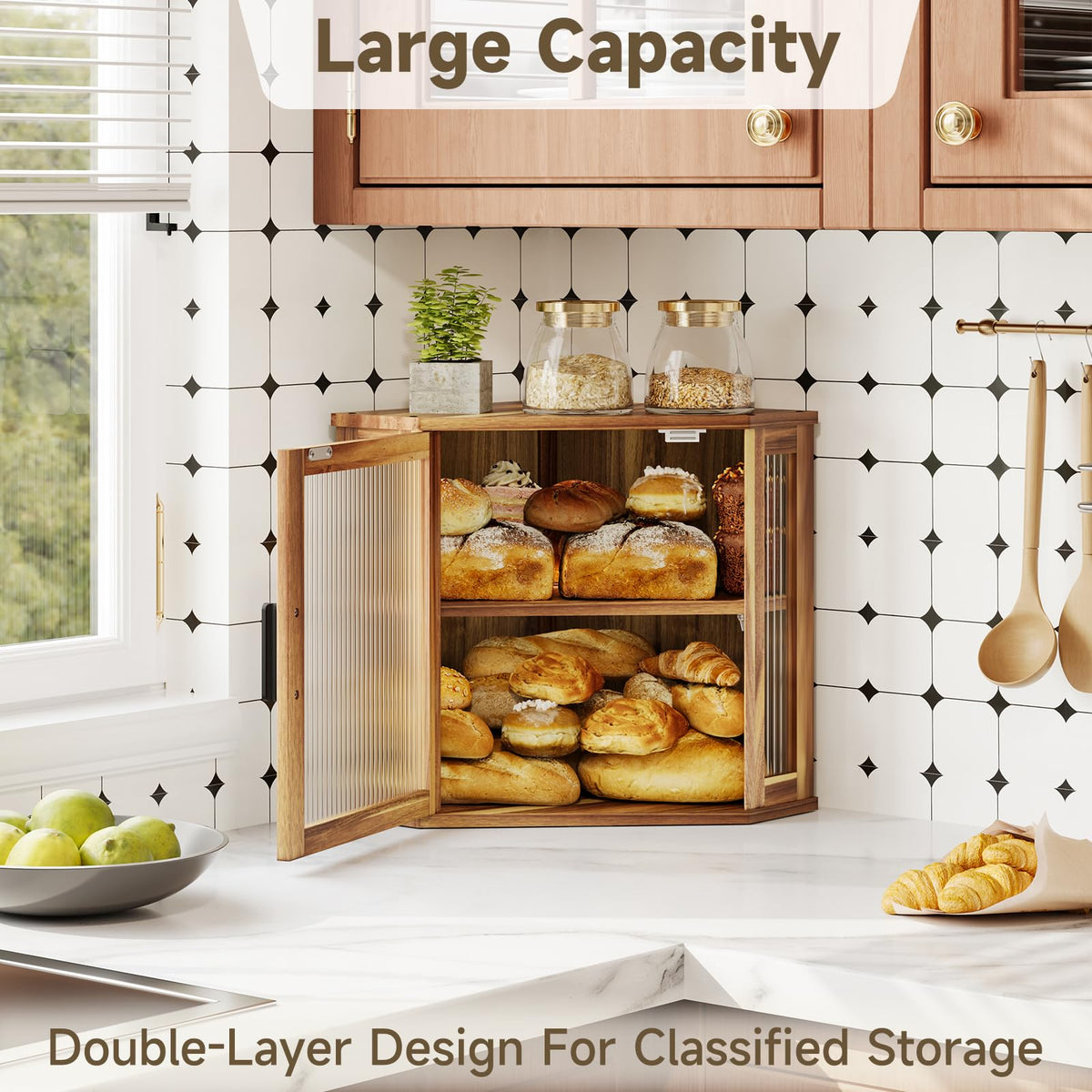 Acacia Wood Bread Box T68663