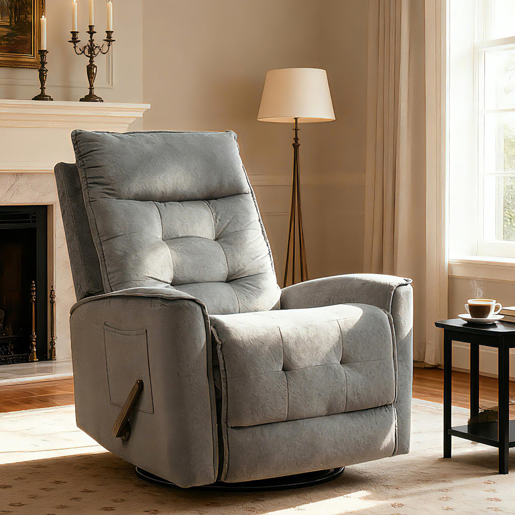 Dark Grey Swivel Rocker Recliner Chair X80611