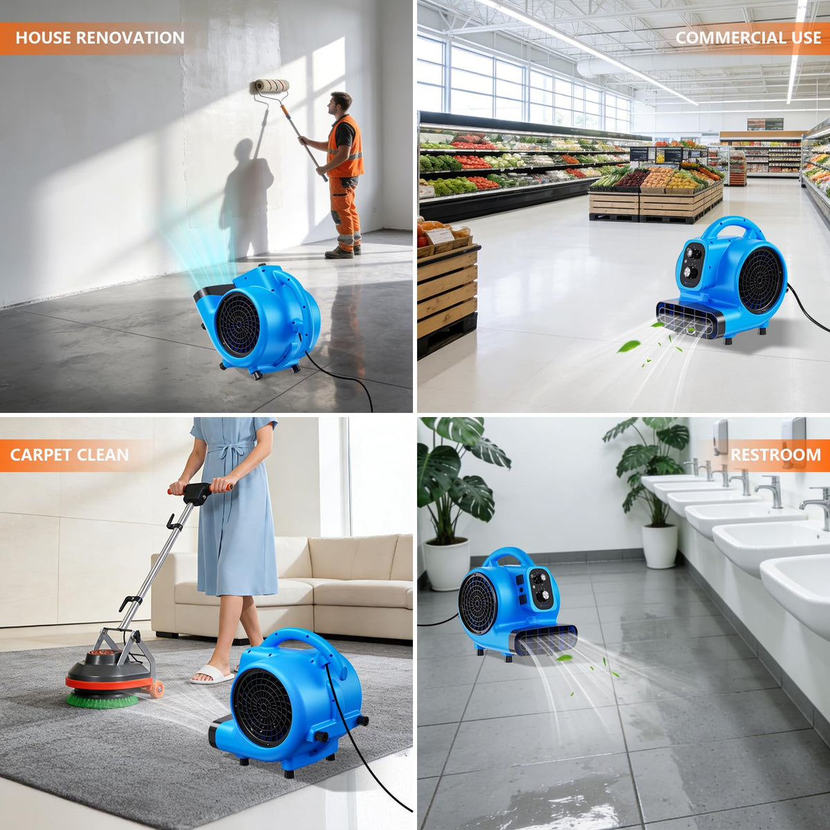 1/4 HP 1000 CFM Portable Air Mover Blower Fan G806148