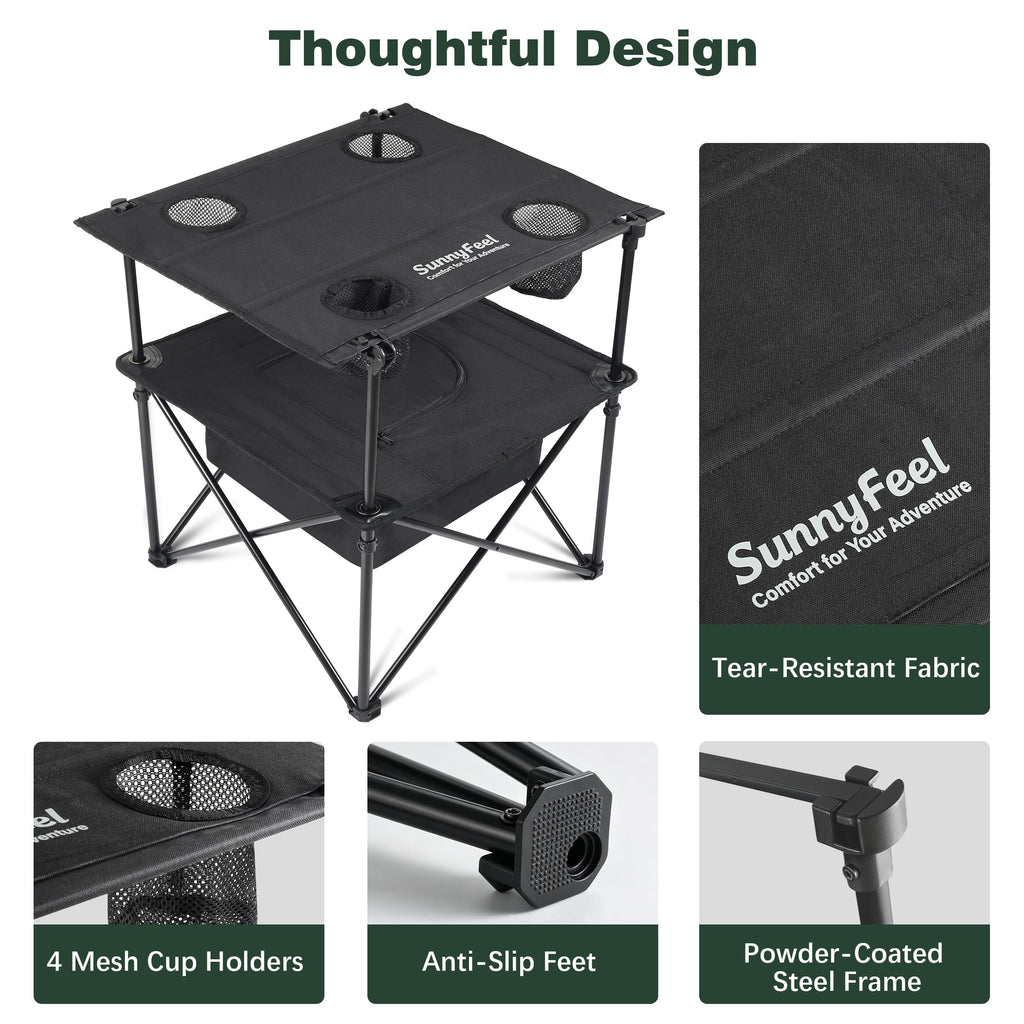 Black Folding Camping Table with Cooler Bag M164528