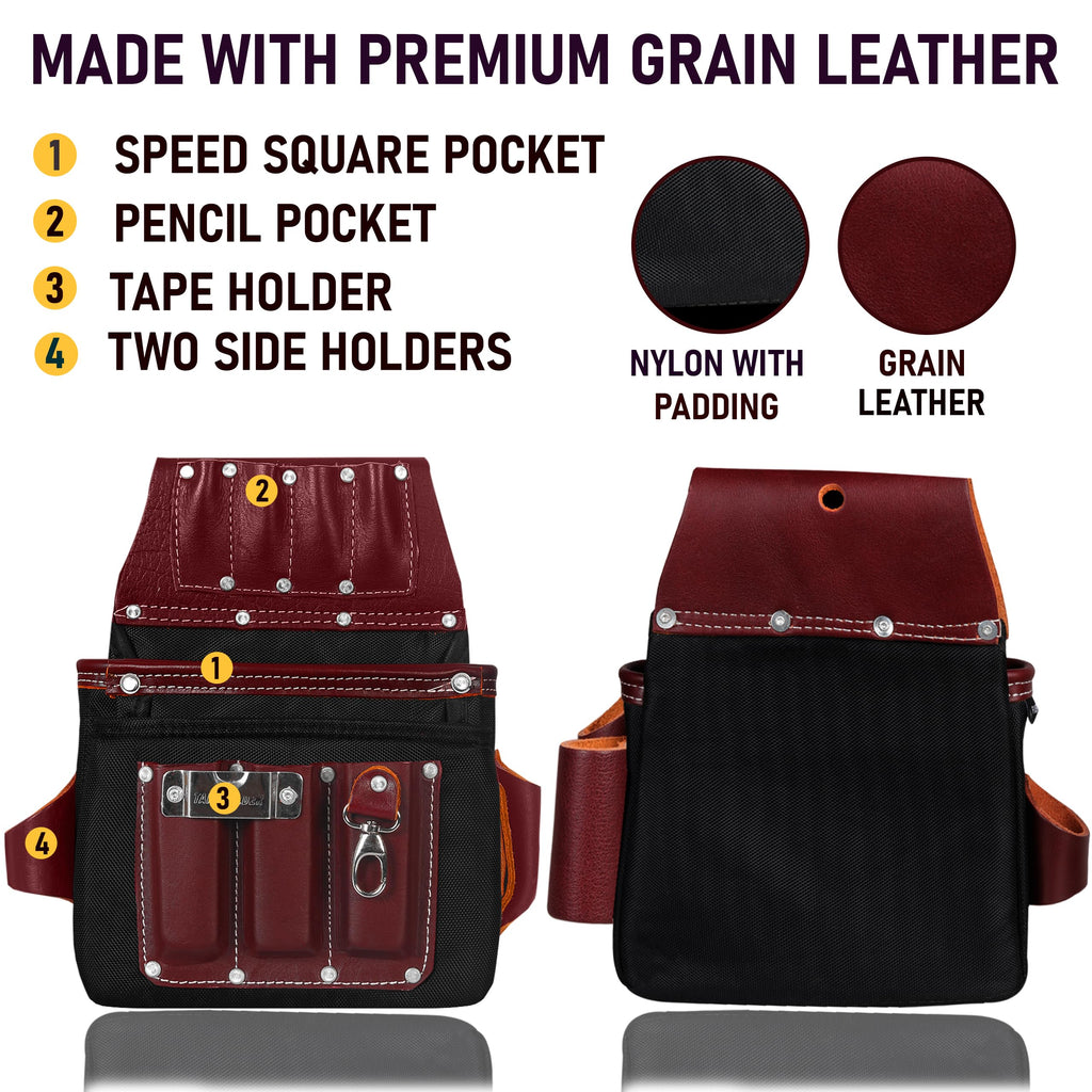 Heavy Duty Leather & 1680D Nylon 26 Pockets Electrician Tool Belt & Bag Combo V2973