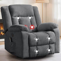 Grey Swivel Rocker Recliner with Massage and Heating F7237