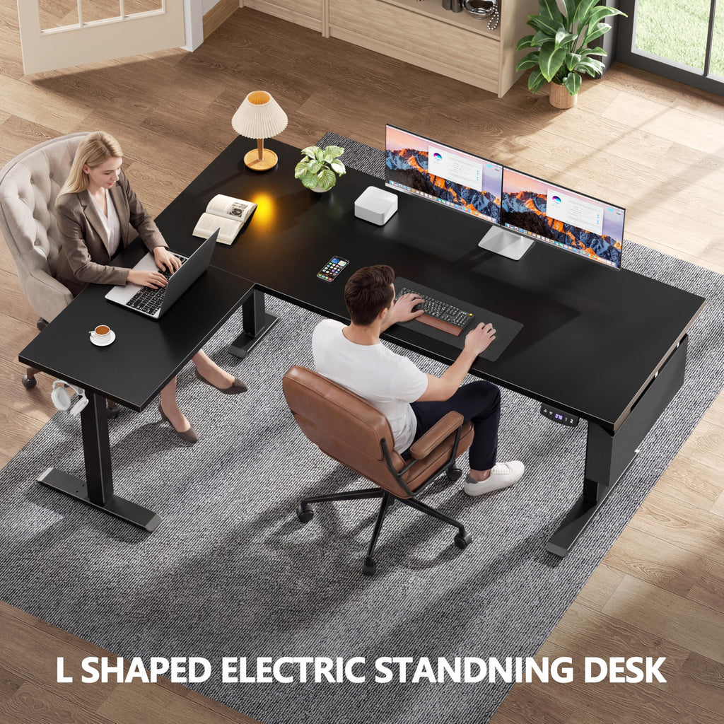 63" L Shaped Height Adjustable Standing Desk F8690