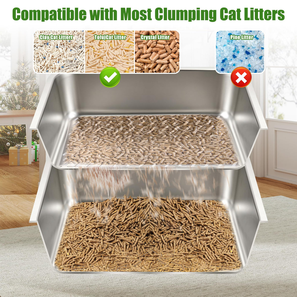 Stainless Steel Sifting Cat Litter Box P466894